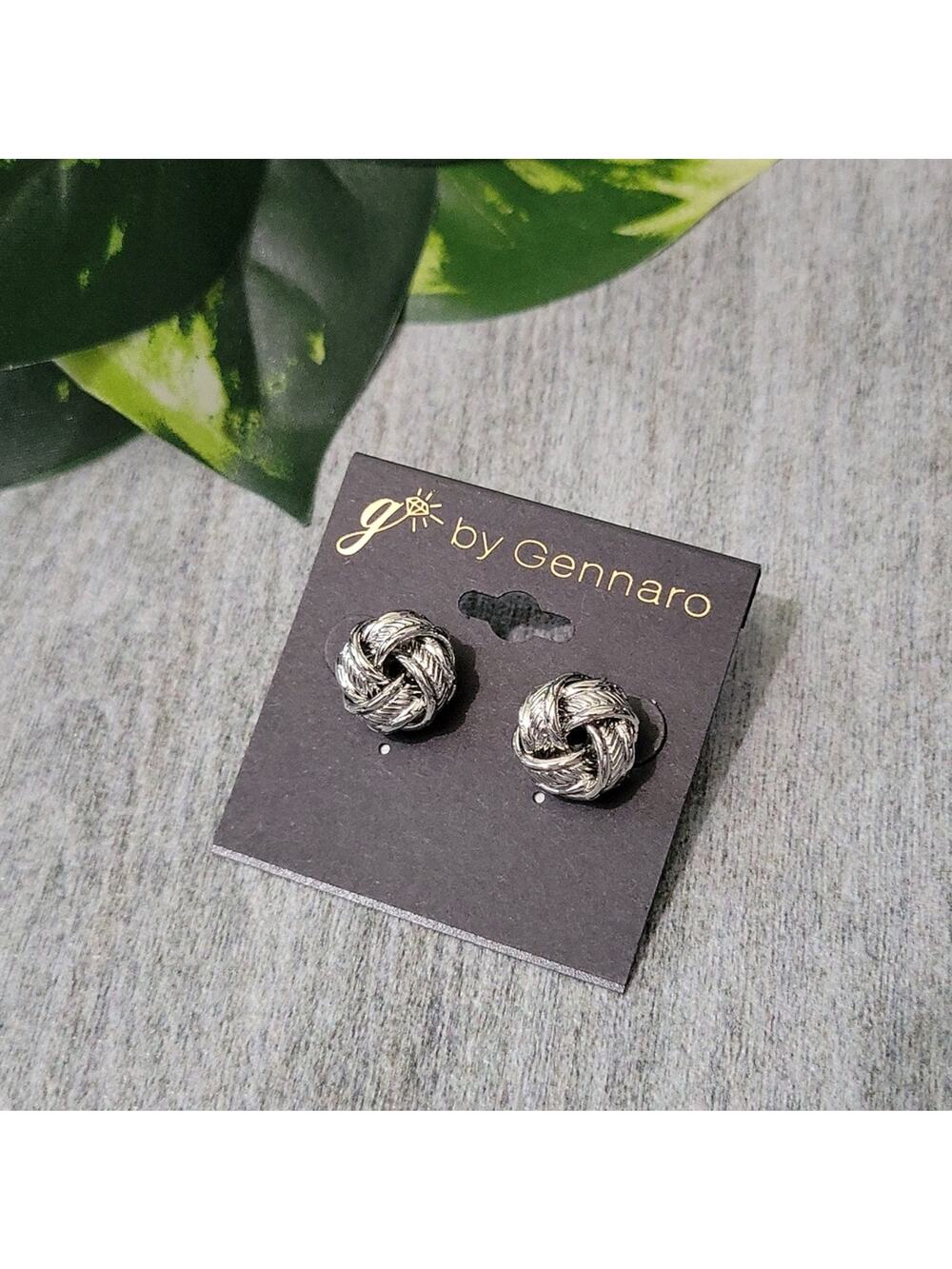 G by Gennaro Silver Toned Love Knot Post Earrings NEW